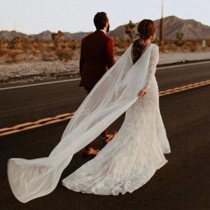 Silk wedding cape, pale ivory
